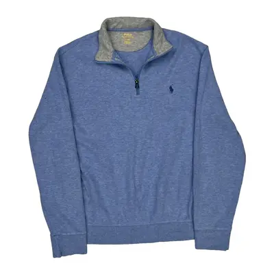 Polo By Ralph Lauren 1/4 Zip - Medium Blue Cotton Blend