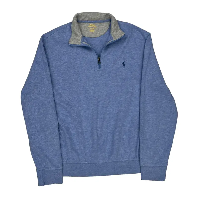 Polo By Ralph Lauren 1/4 Zip - Medium Blue Cotton Blend