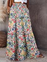 Women's Floral Print Skirt, Boho Fashion Casual Maxi Skirt for Beach Holiday Vacation, Ladies Summer Clothes, Bohemian Womens...