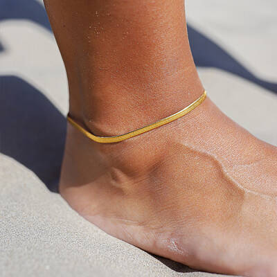 Stainless Steel Flat Snake Chain Anklets for Women