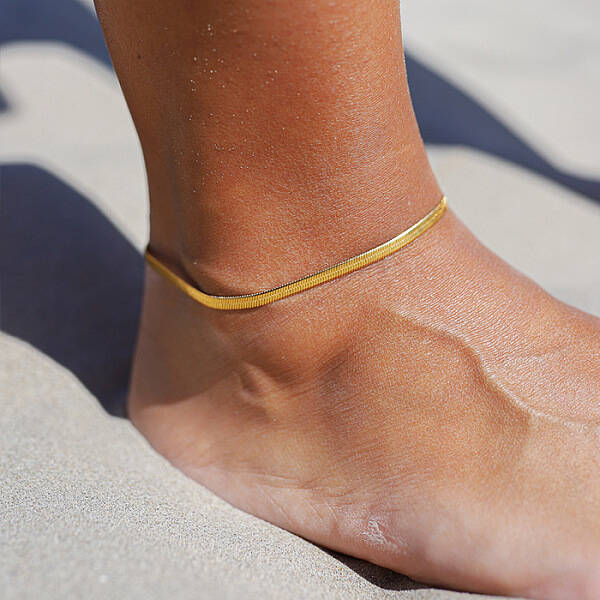 Stainless Steel Flat Snake Chain Anklets for Women