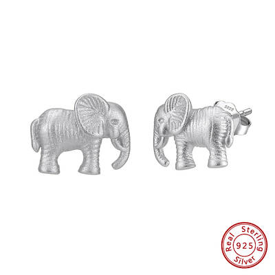 925 Sterling Silver Elephant Stud Earrings