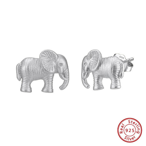 925 Sterling Silver Elephant Stud Earrings