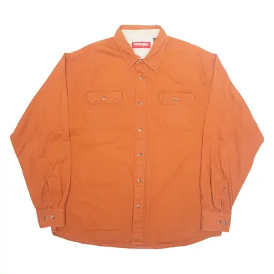 WRANGLER Mens Plain Shirt Orange Long Sleeve XL