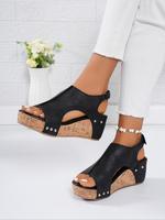 Women's Fashionable Peep Toe Wedge Sandals, Casual Comfortable Wedge Sandals for Beach Vacation, Female All-match Shoes for D...
