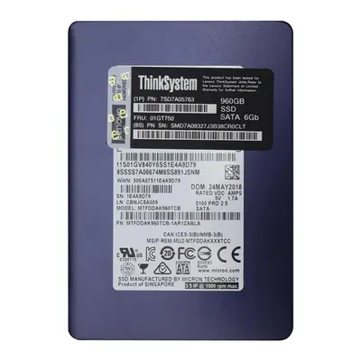 7SD7A05763 Lenovo 960GB Triple-Level Cell SATA 6Gb/s Hot Swappable 2.5-Inch Solid State Drive for ThinkSystem