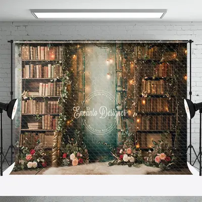 Floral Cluster Leaves Bookshelf Spring Photo Backdrop - Aperturee