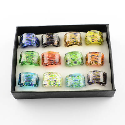 Handmade Gold Sand Lampwork Wide Band Rings