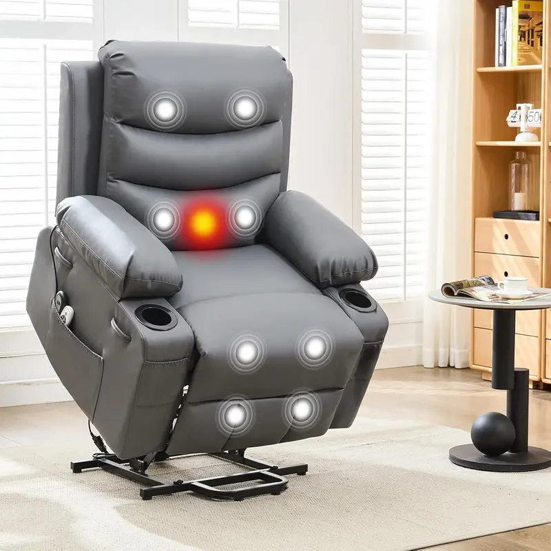 Garvee Power Lift Recliner Chair for Elderly, Oversized Electric Lift Chair with Heat and Massage, Corduroy Adjustable Reclin...