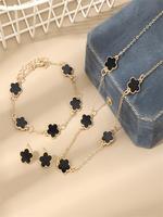 Flower Design Jewelry Set, Elegant Necklace & Bracelet & Earrings for Women & Girls, Fashion Jewelry for Party, Daily Decor, ...