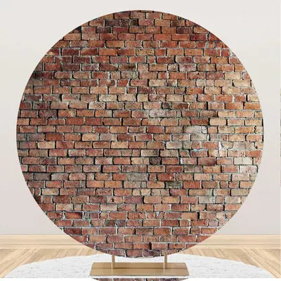 Round Shabby Classic Brick Wall Birthday Backdrop - Aperturee
