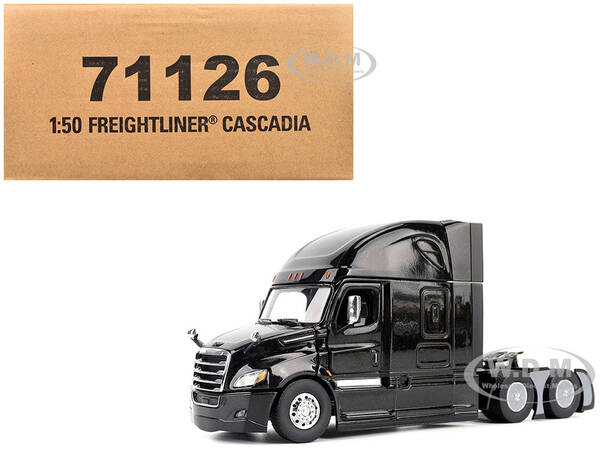 Freightliner New Cascadia Sleeper Cab Truck Tractor Black Transport Series 1/50 Diecast Model by Diecast Masters