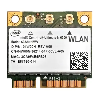 633AN.HMWWB Intel Centrino Ultimate-n 6300 450Mbps 2.4GHz / 5GHz IEEE 802.11a/b/g/n Bluetooth 4.0 Half Mini PCI Express Wirel...
