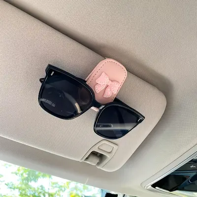 Bow Design Interior Magnetic Glasses Clip, Car Sunshade Holder, Multi-functional Sunglasses & Ticket Holder, Exquisite and C...