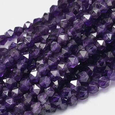 Faceted Natural Amethyst Beads Strands