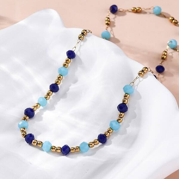 304 Stainless Steel & Glass Beaded Necklaces