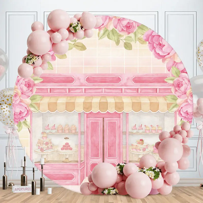 Aperturee Flamingo And Floral Round Wood Birthday Backdrop | Round Backdrop Cover Diy | Circle Birthday Backdrop Cover | Circ...