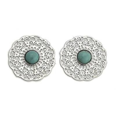 Brass Synthetic Turquoise Cabochons
