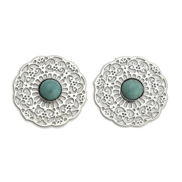 Brass Synthetic Turquoise Cabochons