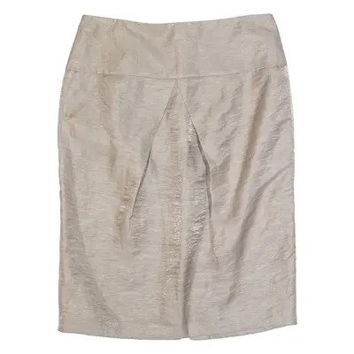 REISS Womens Pencil Skirt Silver Knee Length Linen UK 8