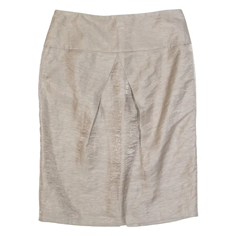 REISS Womens Pencil Skirt Silver Knee Length Linen UK 8