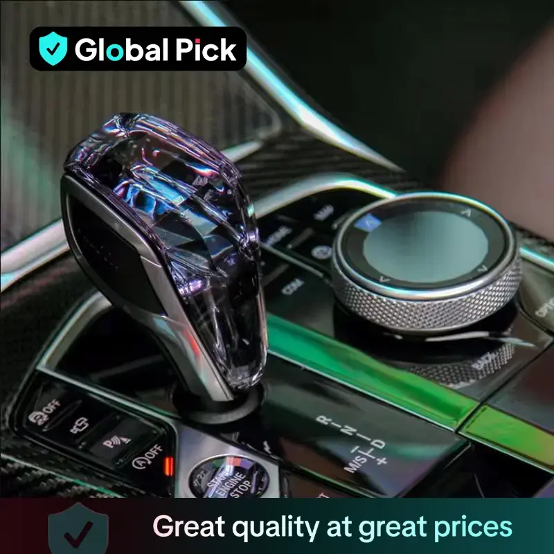 Car Crystal Gear Shift Knob, Rechargeable Car Gear Shift Knob with LED Light, Universal Car Interior Accessories for Toyota...