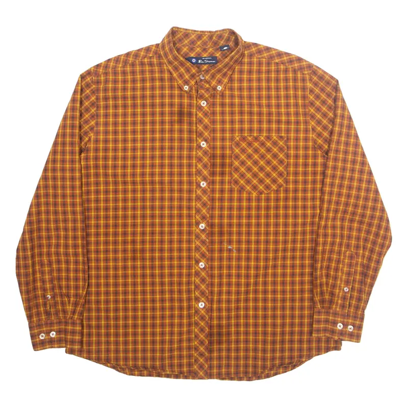 BEN SHERMAN Mens Shirt Yellow Check Long Sleeve XL