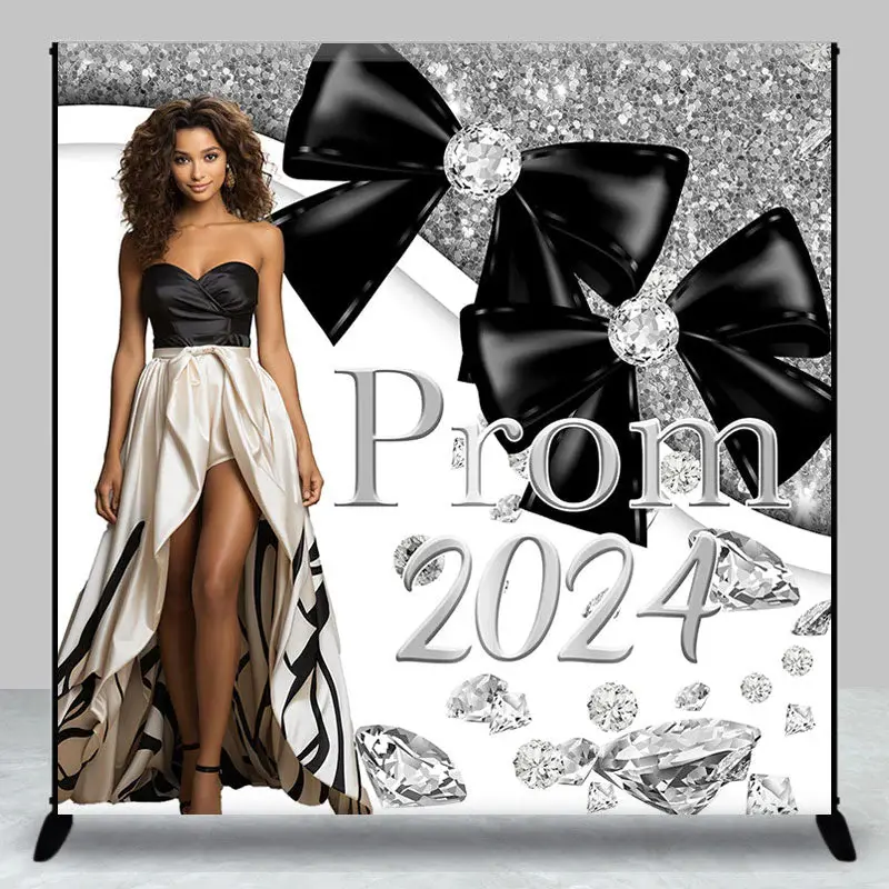 Silver And White Diamond Custom Prom 2024 Backdrop - Aperturee