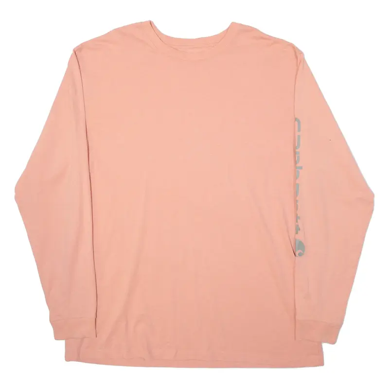 CARHARTT Loose Fit Mens T-Shirt Pink Long Sleeve XL