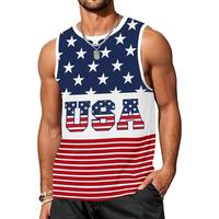 Metoin 4th of July Tank Top Men American Flag Patriotic Sleeveless Shirts USA Stars and Stripes Independence Day Muscle Tanks