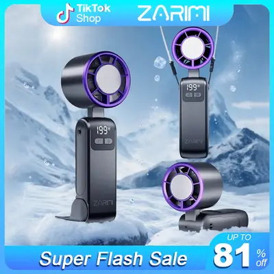 TikTokShopRestock-ZARIMI Multifunctional Portable Turbo Handheld Cooling Fan with 5-speed ,Type-C Battery Powered, 5-in-1 ...