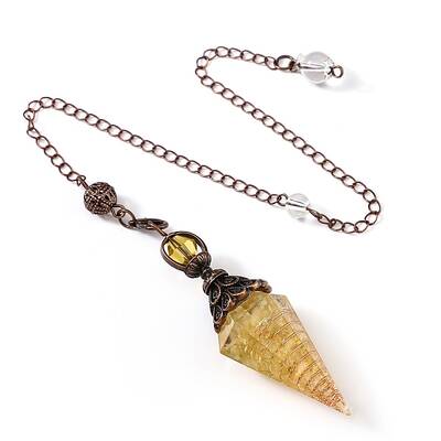 Synthetic Yellow Quartz & Resin Hexagonal Pointed Dowsing Pendulums