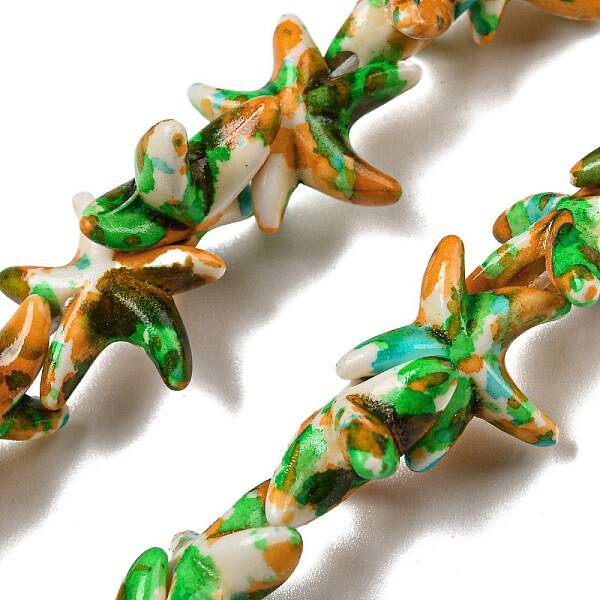 Spray Painted Synthetic Turquoise Beads Strands