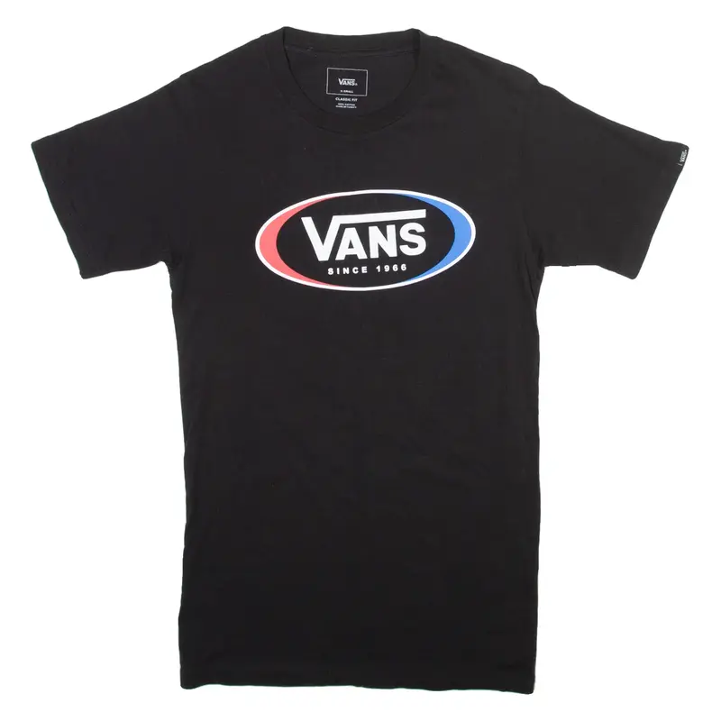 VANS Mens T-Shirt Black Crew Neck XS