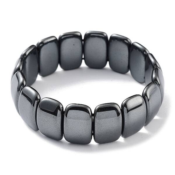 Non-Magnetic Synthetic Hematite Beaded Stretch Bracelets