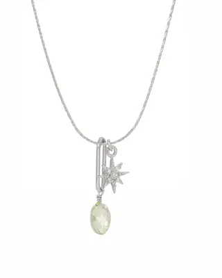 Austell Moss Amethyst Necklace | Metal Color: Silver
