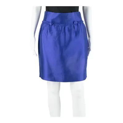 REISS Short Pencil Skirt Blue Silk Satin Womens UK 8