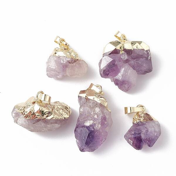 Rough Raw Natural Amethyst Pendants