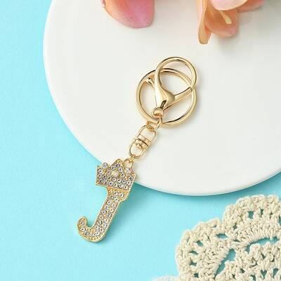 Golden Alloy Rhinestone Keychain