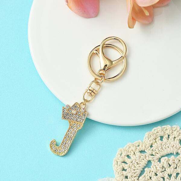 Golden Alloy Rhinestone Keychain