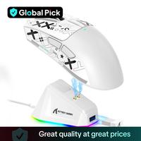 Wireless Gaming Mouse, Rechargeable RGB Lighting Mouse with Charging Base, Optical Sensor Mouse for Gaming & Office
