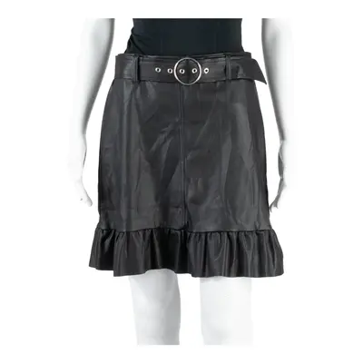 CHICOREE Belted Bottom Frill Womens Straight Skirt Black Short Viscose UK 12