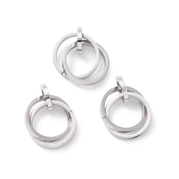 Tarnish Resistant 304 Stainless Steel Interlocking Ring Pendants