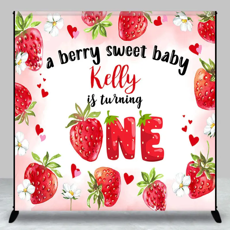 Sweet Baby Strawberry Custom 1st Birthday Backdrop - Aperturee