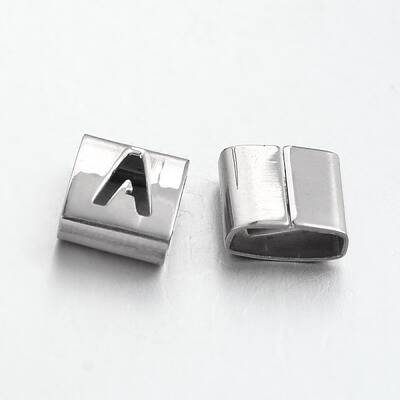 Tarnish Resistant Letter Style 201 Stainless Steel Square Slide Charms