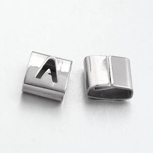 Tarnish Resistant Letter Style 201 Stainless Steel Square Slide Charms