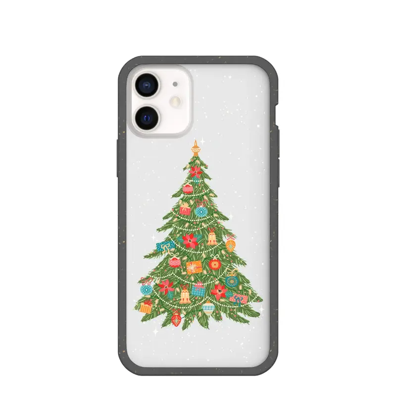 Clear Merry and Bright iPhone 12 Mini Case With Black Ridge