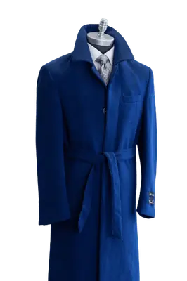 Full Length Overcoat - Wool Belted Topcoat Aero Blue - Wholesale Coat - Wholesale Winter Coats
