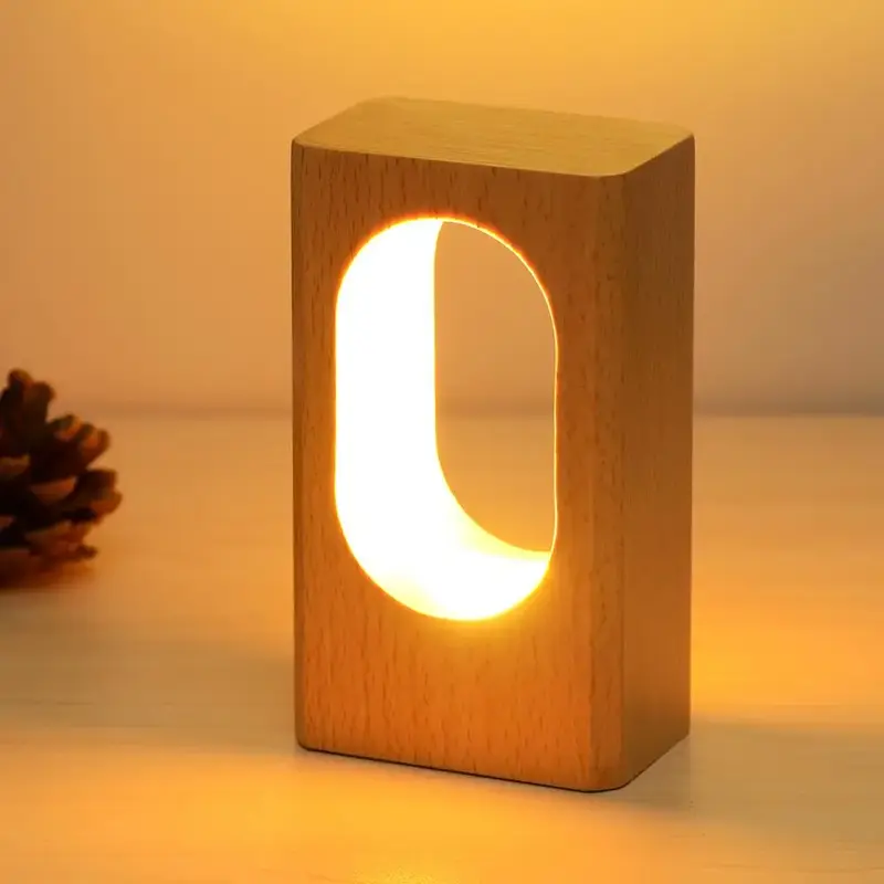 Bedside LED Wooden Table Lamp, Dimmable LED Lighting, Bedroom Bedside Desk Night Light, Creative Home Decoration Lamp, LED L...