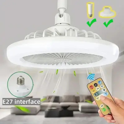 3 in 1 Ceiling Fan Light, E27 Socket Fan Light with Remote Control, Dual Function Cooling and Lighting Fan Light for Bedroom ...